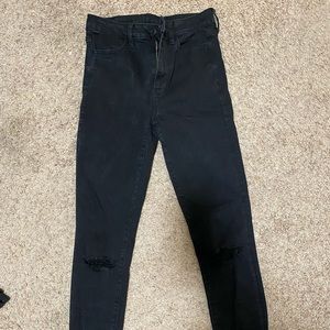 American eagle distressed black skinny jeans